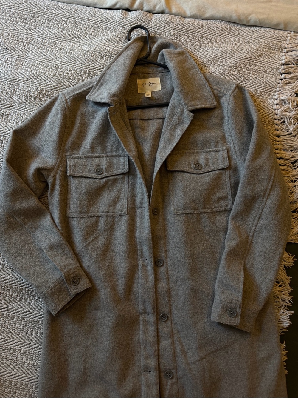 Jessica Simpson Gray Wool-Blend Coat with Signature Label